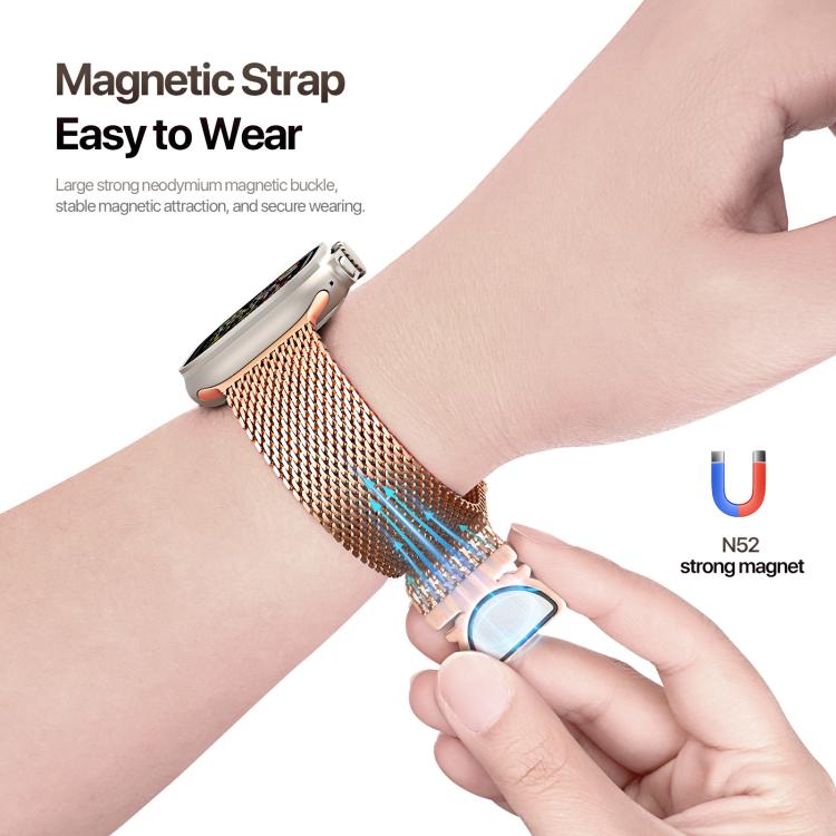 For Apple Watch 46mm / 49mm / 45mm / 44mm DUX DUCIS Milanese Air Series Stainless Steel Magnetic Watch Strap(Rose Gold) - free shipping - PMC TechLife - Order now!