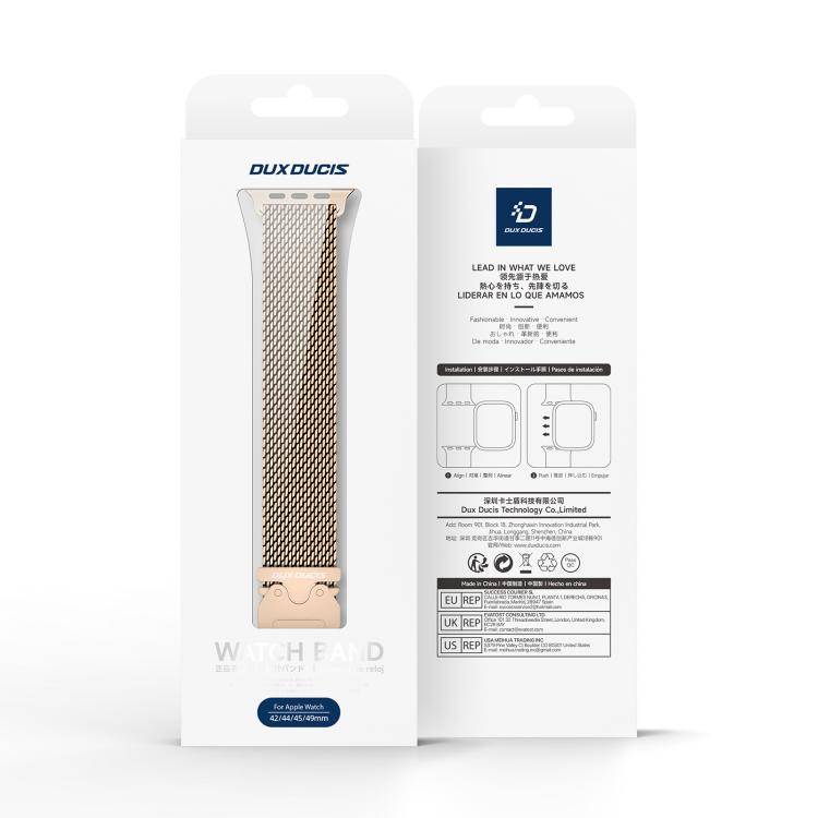 For Apple Watch 46mm / 49mm / 45mm / 44mm DUX DUCIS Milanese Air Series Stainless Steel Magnetic Watch Strap(Rose Gold) - free shipping - PMC TechLife - Order now!