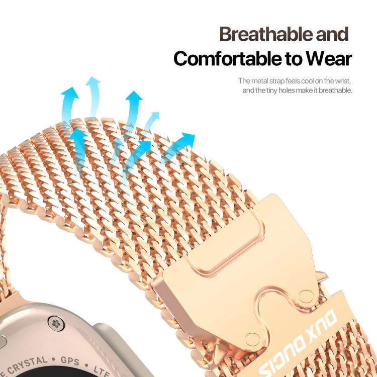 For Apple Watch 42mm / 41mm / 40mm / 38mm DUX DUCIS Milanese Air Series Stainless Steel Magnetic Watch Strap(Rose Gold) - free shipping - PMC TechLife - Order now!