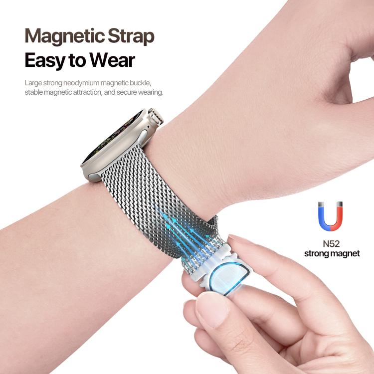 For Apple Watch 42mm / 41mm / 40mm / 38mm DUX DUCIS Milanese Air Series Stainless Steel Magnetic Watch Strap(Silver) - free shipping - PMC TechLife - Order now!