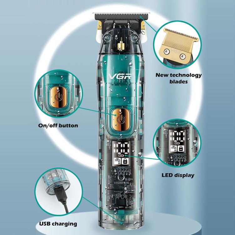 VGR V-961 IPX7 LED Digital Display USB Electric Hair Clipper(Black) - free shipping - PMC TechLife - Order now!