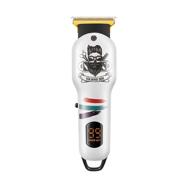 VGR V-971 Graffiti Design LED Digital Display USB Electric Hair Clipper(White) - free shipping - PMC TechLife - Order now!