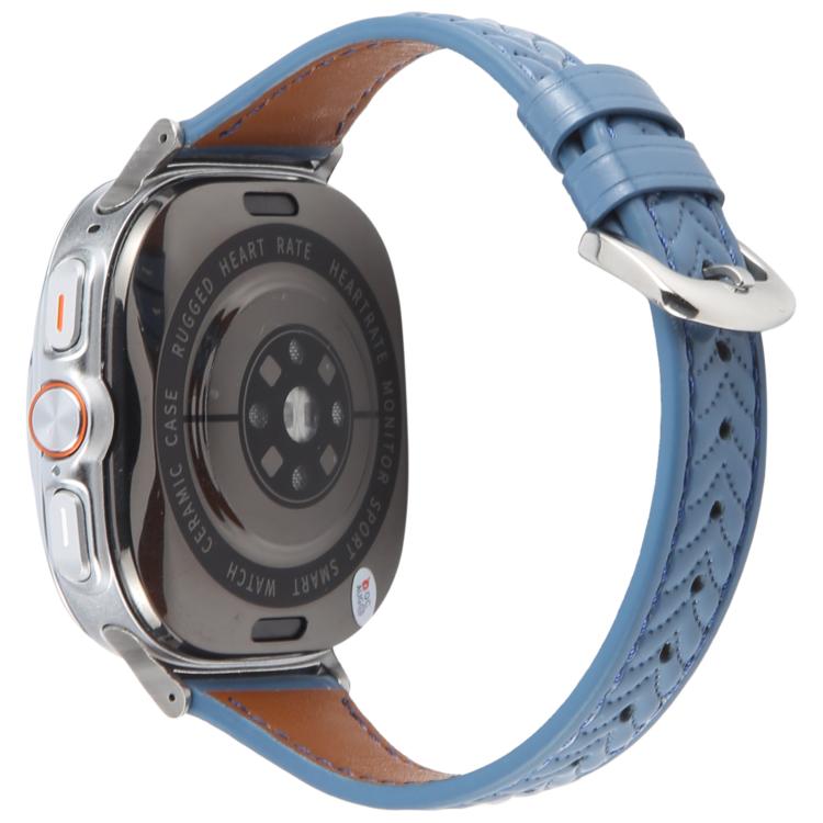 For Samsung Galaxy Watch Ultra 47mm Metal Connector Heart-Shaped Embossed Leather Watch Band(Cornflower Blue) - Watch Bands by PMC TechLife | Online Shopping South Africa | PMC TechLife | Buy Now Pay Later Mobicred
