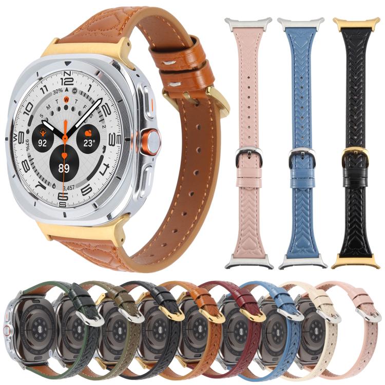 For Samsung Galaxy Watch Ultra 47mm Metal Connector Heart-Shaped Embossed Leather Watch Band(Cornflower Blue) - Watch Bands by PMC TechLife | Online Shopping South Africa | PMC TechLife | Buy Now Pay Later Mobicred