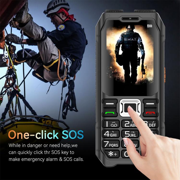 UNIWA M6000 Big Speaker Keypad Phone, 2.4 inch, Dual Flashlights, 21 Keys, SOS, FM, 4 SIM, GSM, Plug:AU Plug(Black) - free shipping - PMc TechLife - Order now!