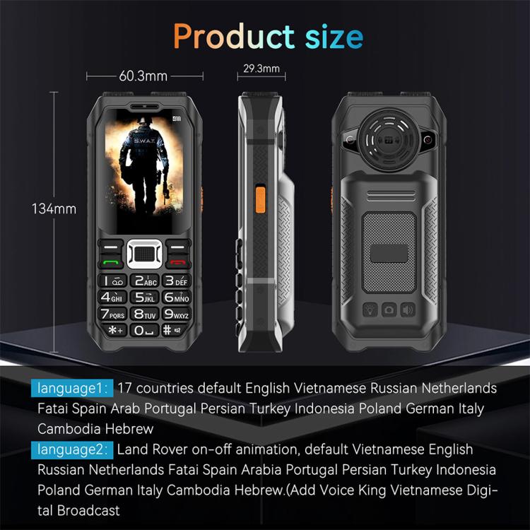 UNIWA M6000 Big Speaker Keypad Phone, 2.4 inch, Dual Flashlights, 21 Keys, SOS, FM, 4 SIM, GSM, Plug:EU Plug(Green) - free shipping - PMc TechLife - Order now!