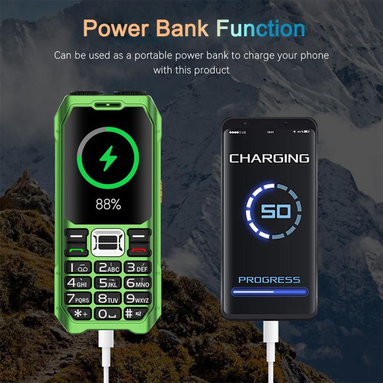 UNIWA M6000 Big Speaker Keypad Phone, 2.4 inch, Dual Flashlights, 21 Keys, SOS, FM, 4 SIM, GSM, Plug:EU Plug(Green) - free shipping - PMc TechLife - Order now!