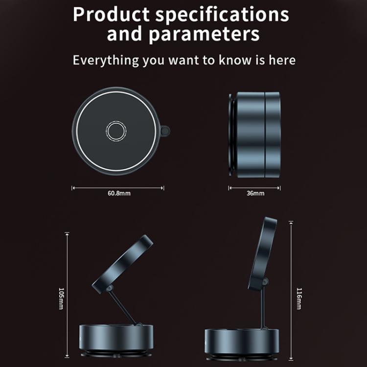 Q12 Foldable Vacuum MagSafe Magnetic Suction Cup Phone Holder(Black) - Universal Car Holders by PMc TechLife | Online Shopping South Africa | PMc TechLife | Buy Now Pay Later Mobicred