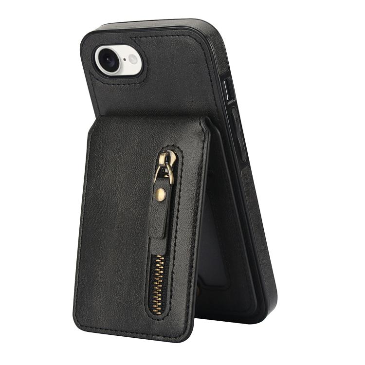 For iPhone 16e Zipper Wallet Split MagSafe Leather Back Phone Case(Black) - iPhone 16e Cases by PMC TechLife | Online Shopping South Africa | PMC TechLife | Buy Now Pay Later Mobicred
