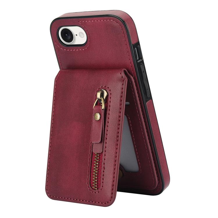 For iPhone 16e Zipper Wallet Split MagSafe Leather Back Phone Case(Red) - iPhone 16e Cases by PMC TechLife | Online Shopping South Africa | PMC TechLife | Buy Now Pay Later Mobicred