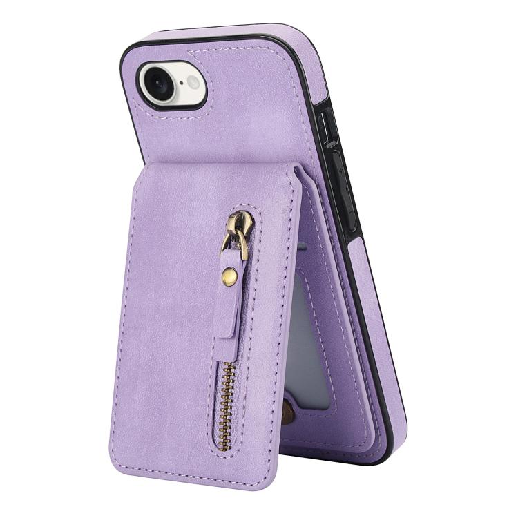 For iPhone 16e Zipper Wallet Split MagSafe Leather Back Phone Case(Purple) - iPhone 16e Cases by PMC TechLife | Online Shopping South Africa | PMC TechLife | Buy Now Pay Later Mobicred
