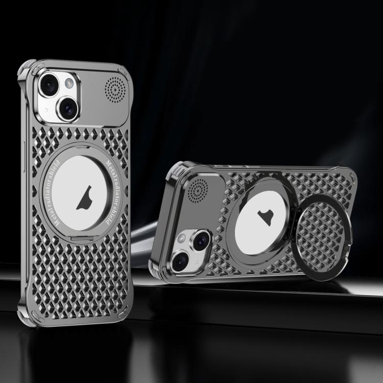 For iPhone 14 R-JUST RJ-64 Aromatherapy Heat Dissipation MagSafe Phone Case with Stand(Grey) - free shipping - PMc TechLife - Order now!