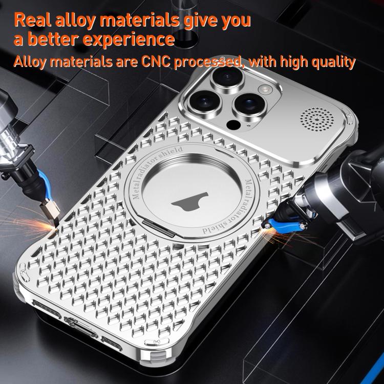 For iPhone 14 Pro Max R-JUST RJ-64 Aromatherapy Heat Dissipation MagSafe Phone Case with Stand(Grey) - free shipping - PMc TechLife - Order now!