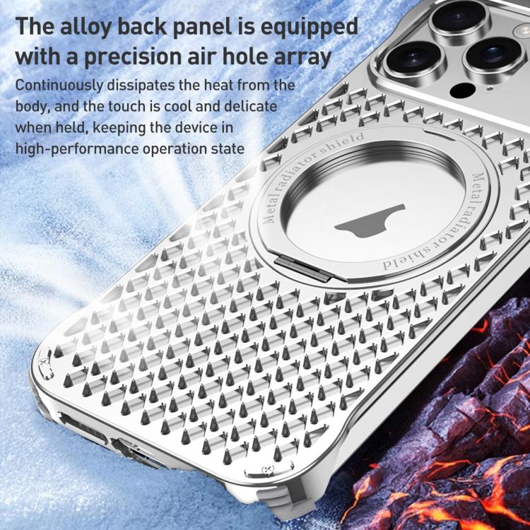 For iPhone 14 Pro Max R-JUST RJ-64 Aromatherapy Heat Dissipation MagSafe Phone Case with Stand(Grey) - free shipping - PMc TechLife - Order now!