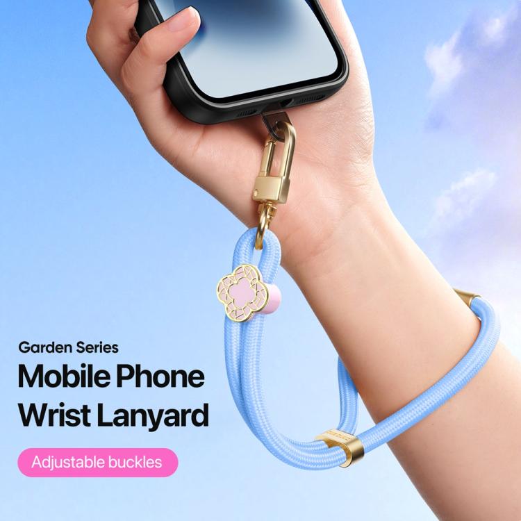 DUX DUCIS Garden Series Begonia Pattern Adjustable Short Phone Lanyard(Sky Blue) - Lanyards & Wrist Straps by DUX DUCIS | Online Shopping South Africa | PMc TechLife | Buy Now Pay Later Mobicred