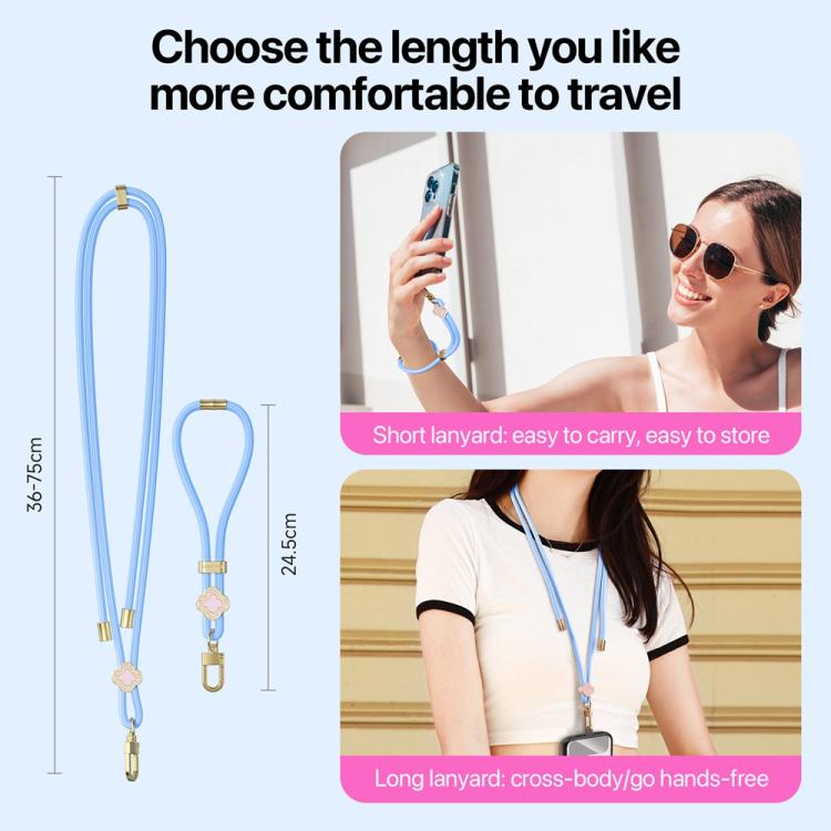 DUX DUCIS Garden Series Begonia Pattern Adjustable Short Phone Lanyard(Sky Blue) - Lanyards & Wrist Straps by DUX DUCIS | Online Shopping South Africa | PMc TechLife | Buy Now Pay Later Mobicred