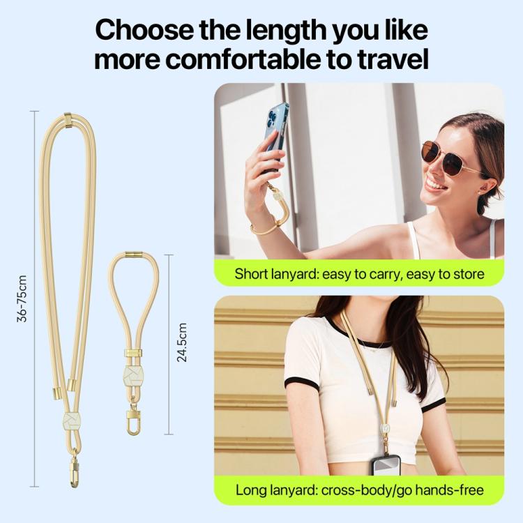DUX DUCIS Garden Series Broken Ice Pattern Adjustable Short Phone Lanyard(Glaze Yellow) - Lanyards & Wrist Straps by DUX DUCIS | Online Shopping South Africa | PMc TechLife | Buy Now Pay Later Mobicred