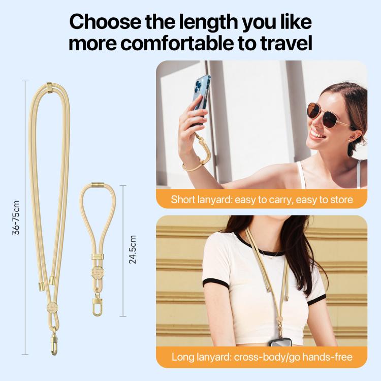 DUX DUCIS Garden Series Swastika Pattern Adjustable Short Phone Lanyard(Glaze Yellow) - Lanyards & Wrist Straps by DUX DUCIS | Online Shopping South Africa | PMc TechLife | Buy Now Pay Later Mobicred