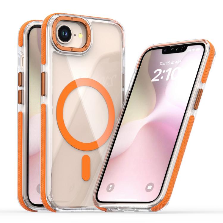 For iPhone 16e Dual-Color Clear Acrylic Hybrid TPU MagSafe Phone Case(Orange) - iPhone 16e Cases by PMC TechLife | Online Shopping South Africa | PMC TechLife | Buy Now Pay Later Mobicred