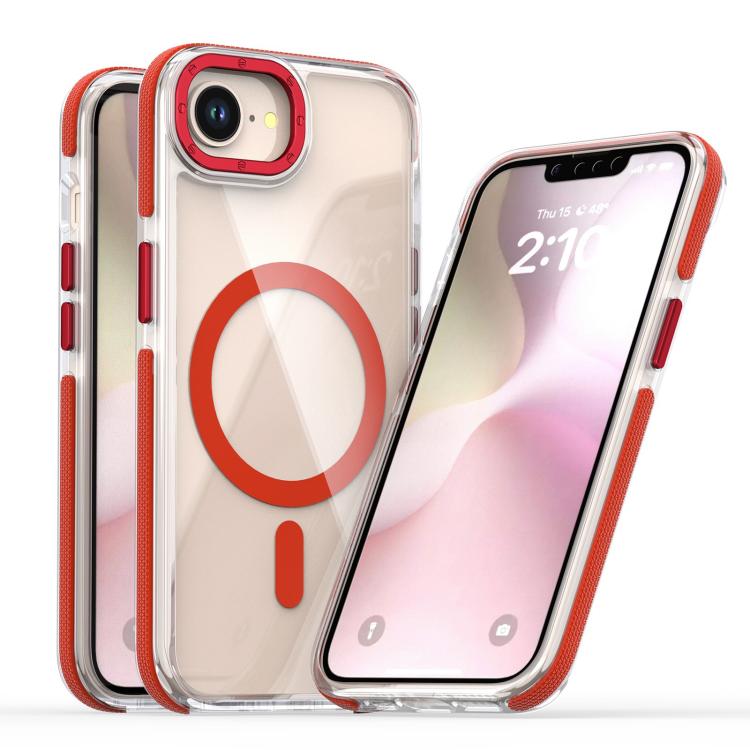 For iPhone 16e Dual-Color Clear Acrylic Hybrid TPU MagSafe Phone Case(Red) - iPhone 16e Cases by PMC TechLife | Online Shopping South Africa | PMC TechLife | Buy Now Pay Later Mobicred