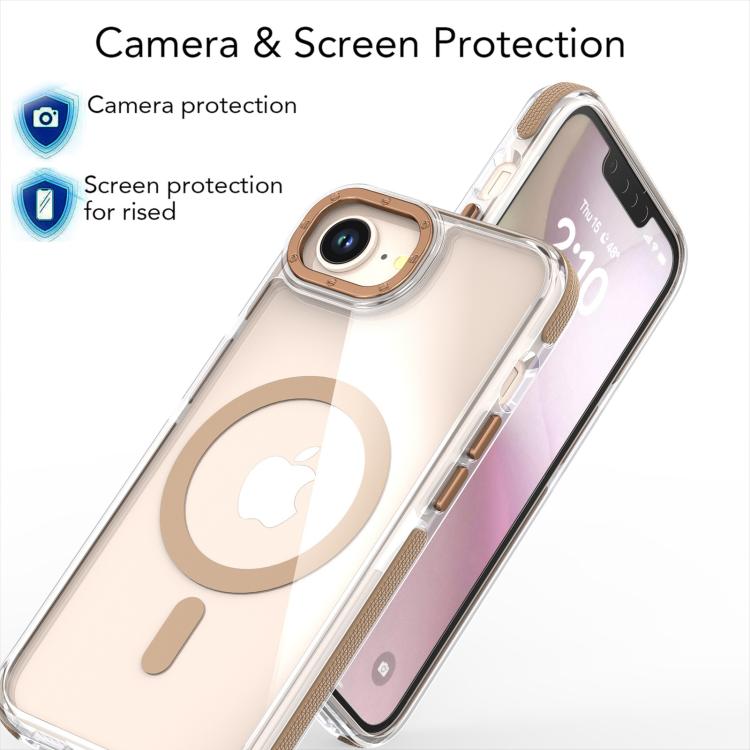 For iPhone 16e Dual-Color Clear Acrylic Hybrid TPU MagSafe Phone Case(Desert Gold) - iPhone 16e Cases by PMC TechLife | Online Shopping South Africa | PMC TechLife | Buy Now Pay Later Mobicred