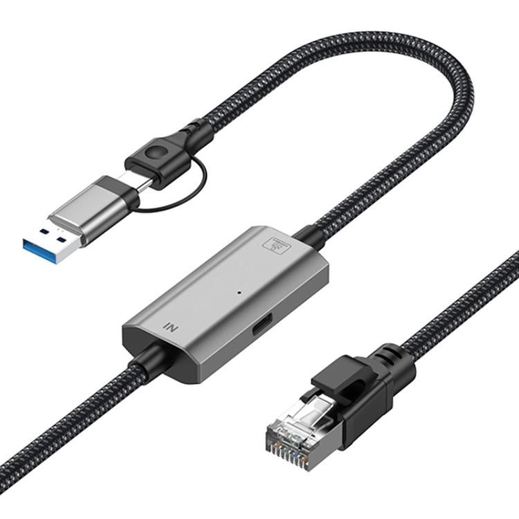 2m RJ45 to Type-C / USB 2-in-1 High Speed Network Card Ethernet Cable - Lan Cable and Tools by PMc TechLife | Online Shopping South Africa | PMc TechLife | Buy Now Pay Later Mobicred