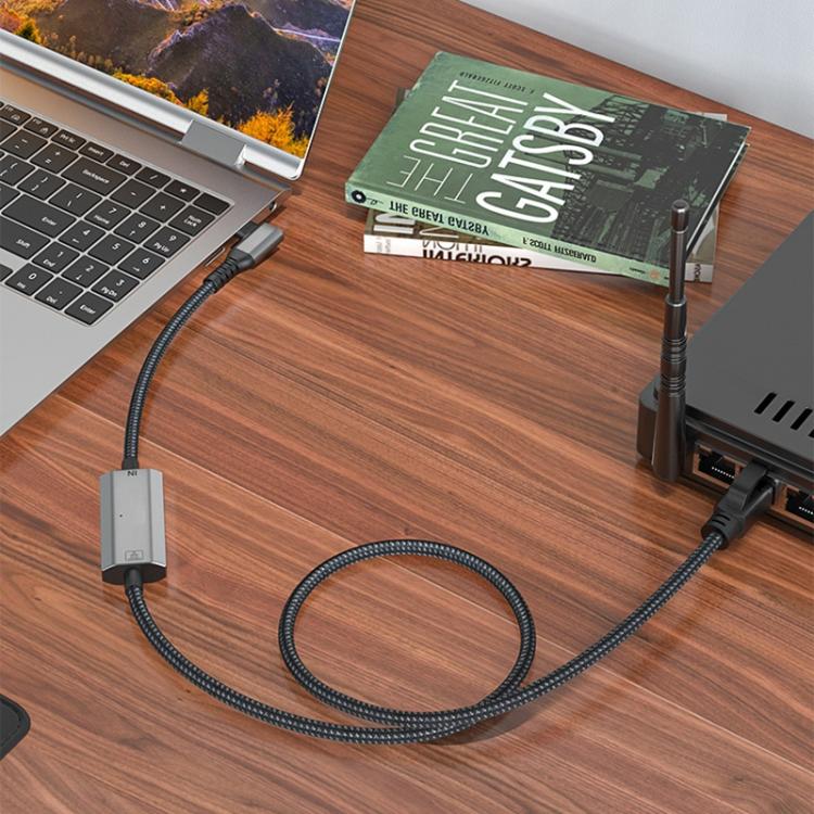 2m RJ45 to Type-C / USB 2-in-1 High Speed Network Card Ethernet Cable - Lan Cable and Tools by PMc TechLife | Online Shopping South Africa | PMc TechLife | Buy Now Pay Later Mobicred