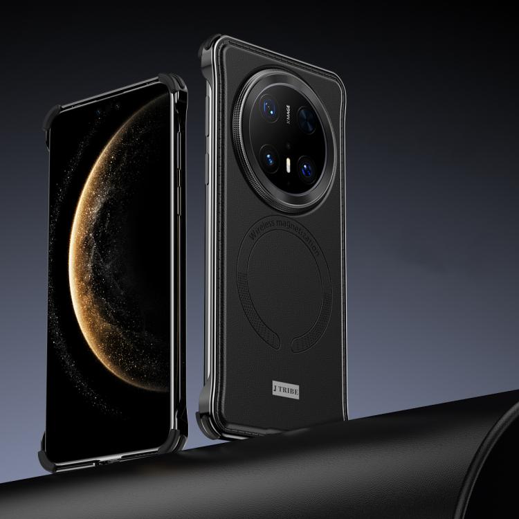 For Huawei Mate 70 Pro+ Metal Frameless MagSafe Leather Phone Case(Black) - Huawei Cases by PMC TechLife | Online Shopping South Africa | PMC TechLife | Buy Now Pay Later Mobicred