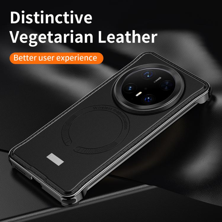 For Huawei Mate 60 Metal Frameless MagSafe Leather Phone Case(Black) - Huawei Cases by PMC TechLife | Online Shopping South Africa | PMC TechLife | Buy Now Pay Later Mobicred