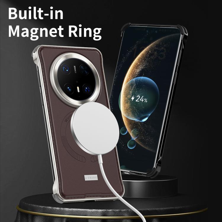 For Huawei Mate 60 Pro+ Metal Frameless MagSafe Leather Phone Case(Brown) - Huawei Cases by PMC TechLife | Online Shopping South Africa | PMC TechLife | Buy Now Pay Later Mobicred