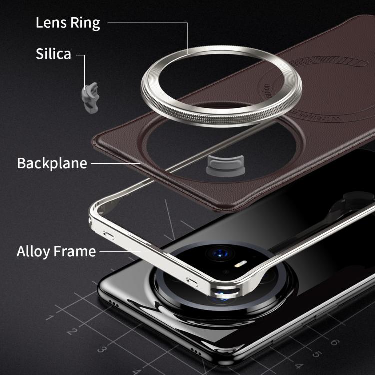 For Huawei Mate 70 Metal Frameless MagSafe Leather Phone Case(Brown) - Huawei Cases by PMC TechLife | Online Shopping South Africa | PMC TechLife | Buy Now Pay Later Mobicred