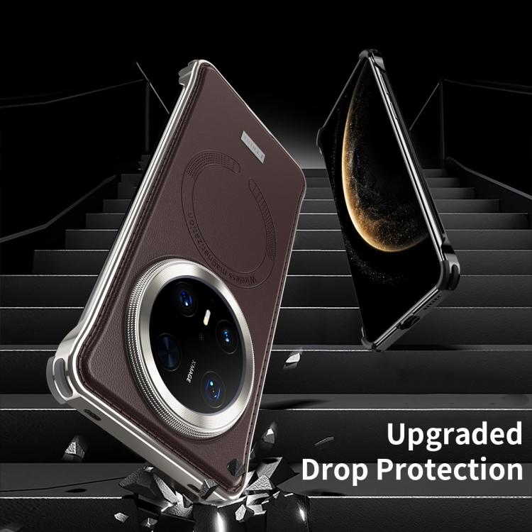 For Huawei Mate 70 Pro Metal Frameless MagSafe Leather Phone Case(Brown) - Huawei Cases by PMC TechLife | Online Shopping South Africa | PMC TechLife | Buy Now Pay Later Mobicred