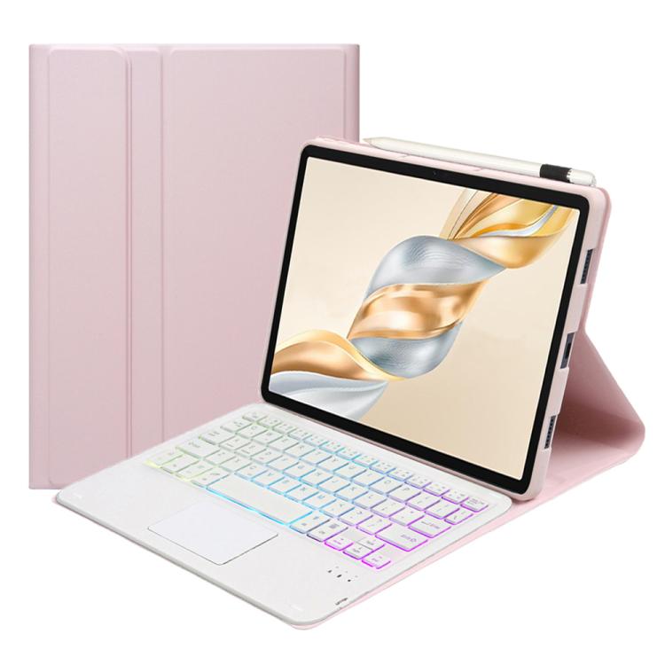 For Honor Pad X9 Pro 11.5 AH28-AS Ultra-thin Detachable Backlight Bluetooth Keyboard Leather Tablet Case with Touchpad(Pink White) - free shipping - PMC TechLife - Order now!
