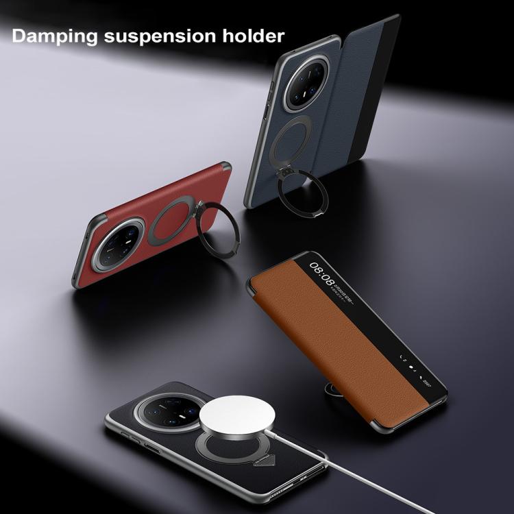 For Huawei Mate 70 Pro / Mate 70 Pro+ SULADA Smart View Window MagSafe Magnetic Holder Leather Phone Case(Brown) - free shipping - PMC TechLife - Order now!