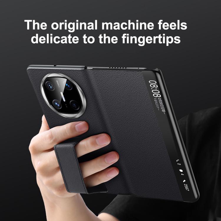For Huawei Mate X6 SULADA Smart Series Wristband Holder Smart View Window Genuine Leather Phone Case(Red) - free shipping - PMC TechLife - Order now!