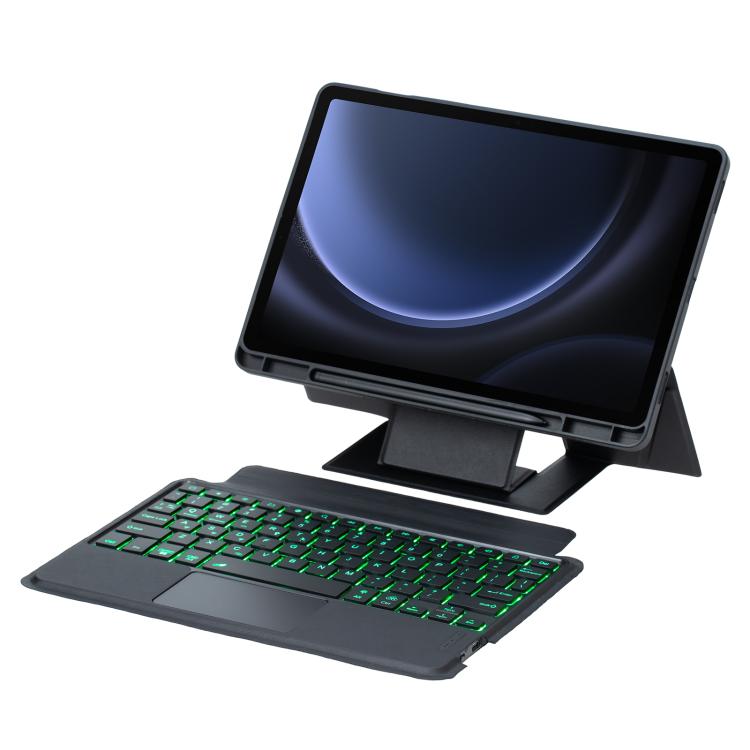 For Samsung Galaxy Tab S10 FE / S9 FE / S9 Holder Floating Detachable Backlight Keyboard Tablet Leather Case with Touchpad(Black) - Samsung Keyboard by PMC TechLife | Online Shopping South Africa | PMC TechLife | Buy Now Pay Later Mobicred