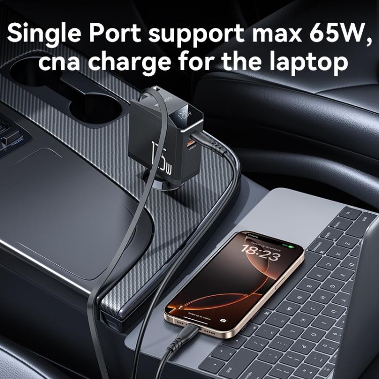 Yesido Y71 125W Type-C + 8 Pin Retractable Cable 3 in 1 Car Charger(Black) - free shipping - PMC TechLife - Order now!