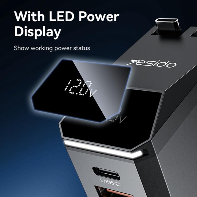 Yesido Y71 125W Type-C + 8 Pin Retractable Cable 3 in 1 Car Charger(Black) - free shipping - PMC TechLife - Order now!