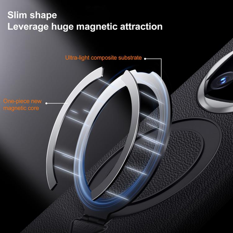 For Huawei Mate X6 SULADA Top Grain Leather MagSafe Magnetic Holder Phone Case(Black) - Huawei Cases by SULADA | Online Shopping South Africa | PMC TechLife | Buy Now Pay Later Mobicred