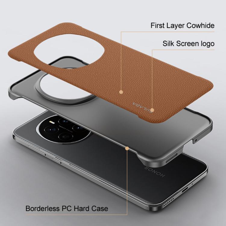 For Honor Magic7 Pro SULADA Frameless Top Layer Cowhide Leather Hybrid PC Phone Case(Brown) - Honor Cases by SULADA | Online Shopping South Africa | PMC TechLife | Buy Now Pay Later Mobicred
