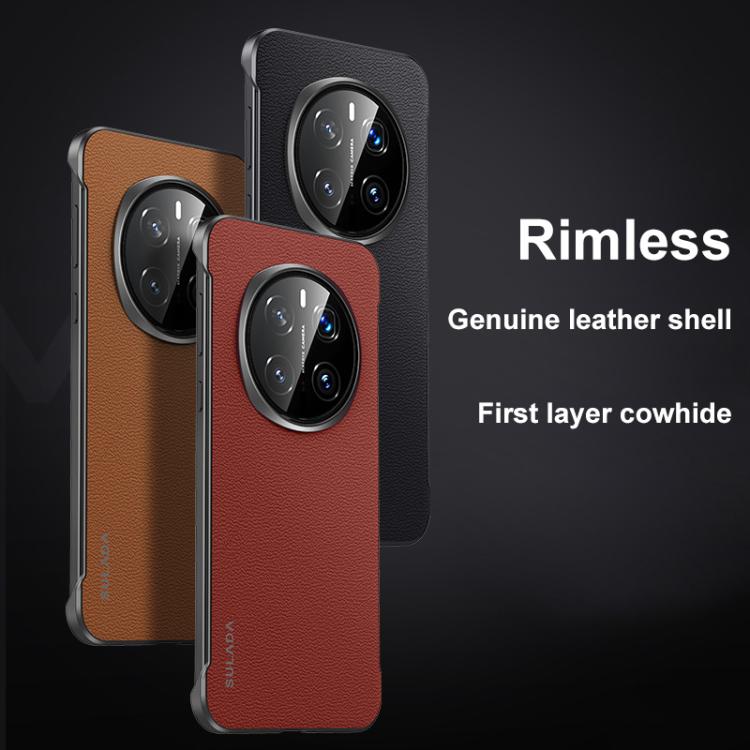 For Honor Magic7 SULADA Frameless Top Layer Cowhide Leather Hybrid PC Phone Case(Red) - Honor Cases by SULADA | Online Shopping South Africa | PMC TechLife | Buy Now Pay Later Mobicred