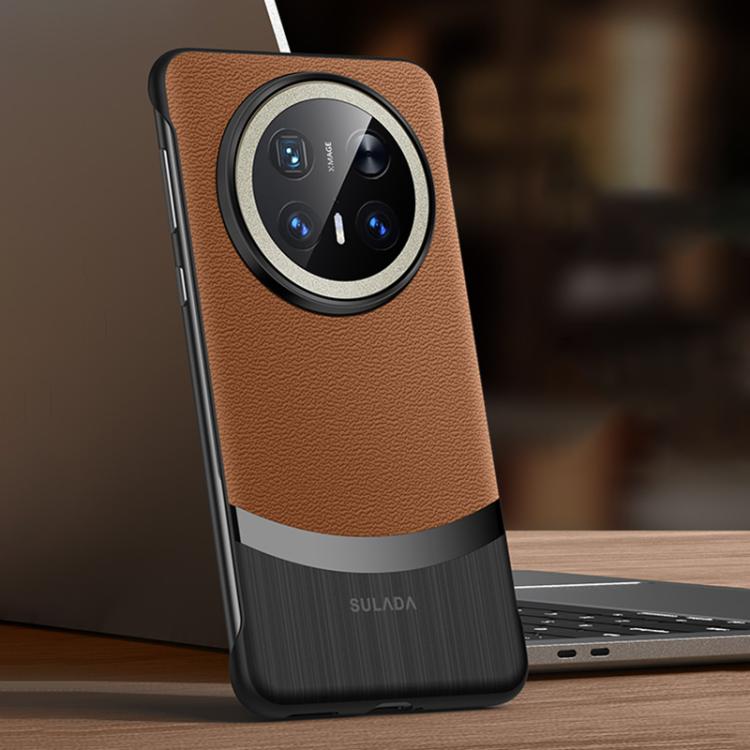 For Huawei Mate 70 Pro / Mate 70 Pro+ SULADA Frameless Top Layer Cowhide Leather Hybrid PC Phone Case(Brown) - Huawei Cases by SULADA | Online Shopping South Africa | PMC TechLife | Buy Now Pay Later Mobicred