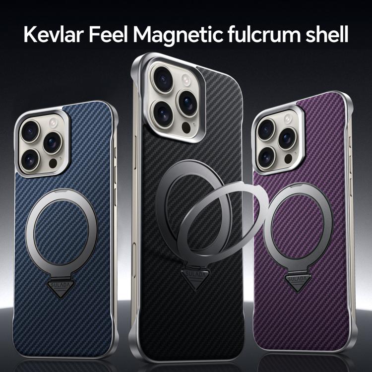 For iPhone 16 Plus SULADA Kevlar Texture MagSafe Magnetic Holder Phone Case(Purple) - iPhone 16 Plus Cases by SULADA | Online Shopping South Africa | PMC TechLife | Buy Now Pay Later Mobicred
