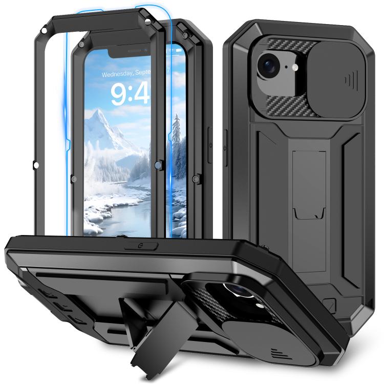 For iPhone 16e Sliding Camera IP68 Waterproof Holder Phone Case(Black) - iPhone 16e Cases by PMC TechLife | Online Shopping South Africa | PMC TechLife | Buy Now Pay Later Mobicred