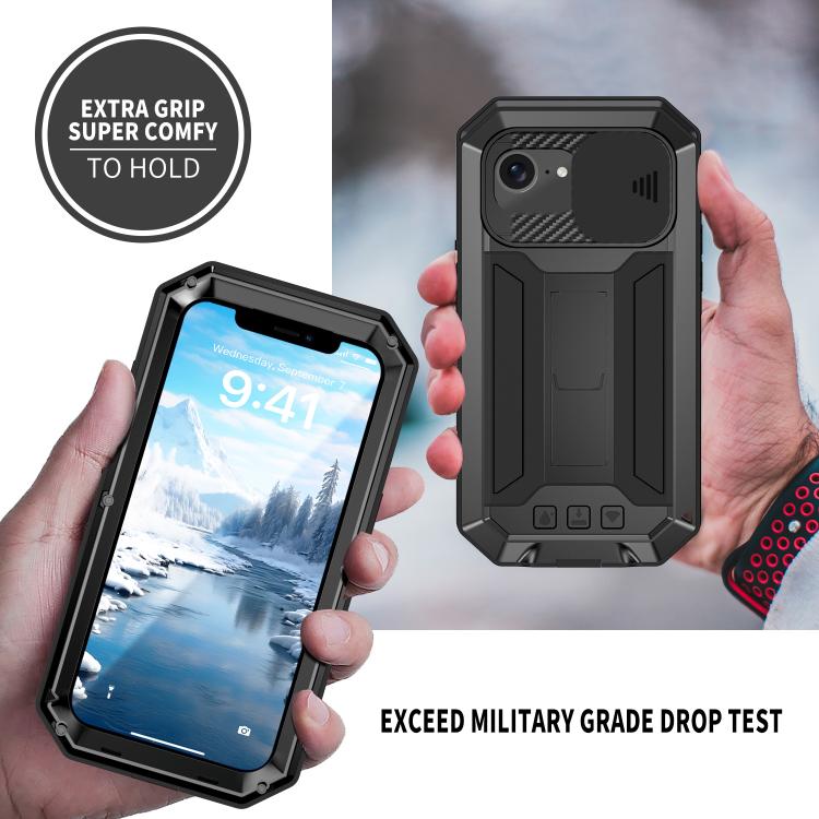 For iPhone 16e Sliding Camera IP68 Waterproof Holder Phone Case(Black) - iPhone 16e Cases by PMC TechLife | Online Shopping South Africa | PMC TechLife | Buy Now Pay Later Mobicred