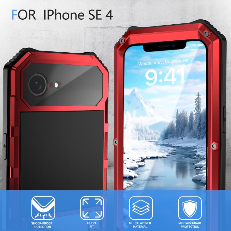 For iPhone 16e IP68 Waterproof Dustproof Shockproof Holder Phone Case(Red) - iPhone 16e Cases by PMC TechLife | Online Shopping South Africa | PMC TechLife | Buy Now Pay Later Mobicred
