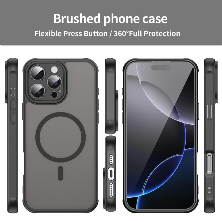 For iPhone 16e Fan Dun Series TPU Hybrid PC Frosted Magsafe Phone Case(Black) - iPhone 16e Cases by PMC TechLife | Online Shopping South Africa | PMC TechLife | Buy Now Pay Later Mobicred