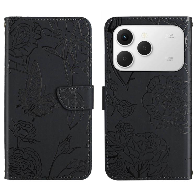 For Tecno Spark 40 4G Skin Feel Butterfly Embossed Flip Leather Phone Case(Black) - free shipping - PMC TechLife - Order now!