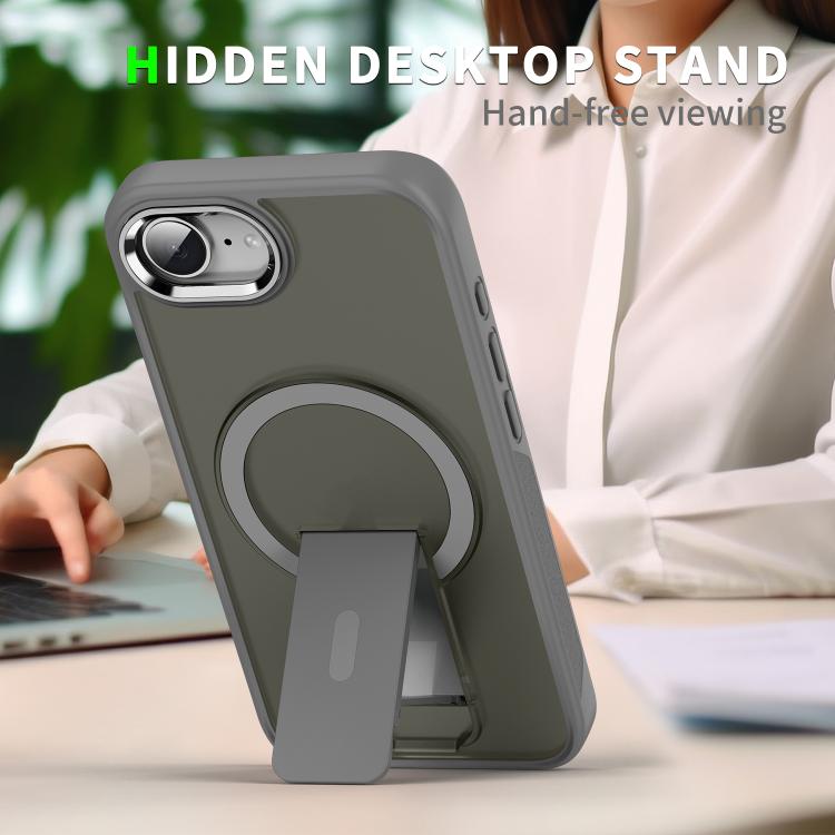 For iPhone 16e Acrylic Hybrid TPU MagSafe Holder Phone Case(Dark Night Purple) - iPhone 16e Cases by PMC TechLife | Online Shopping South Africa | PMC TechLife | Buy Now Pay Later Mobicred