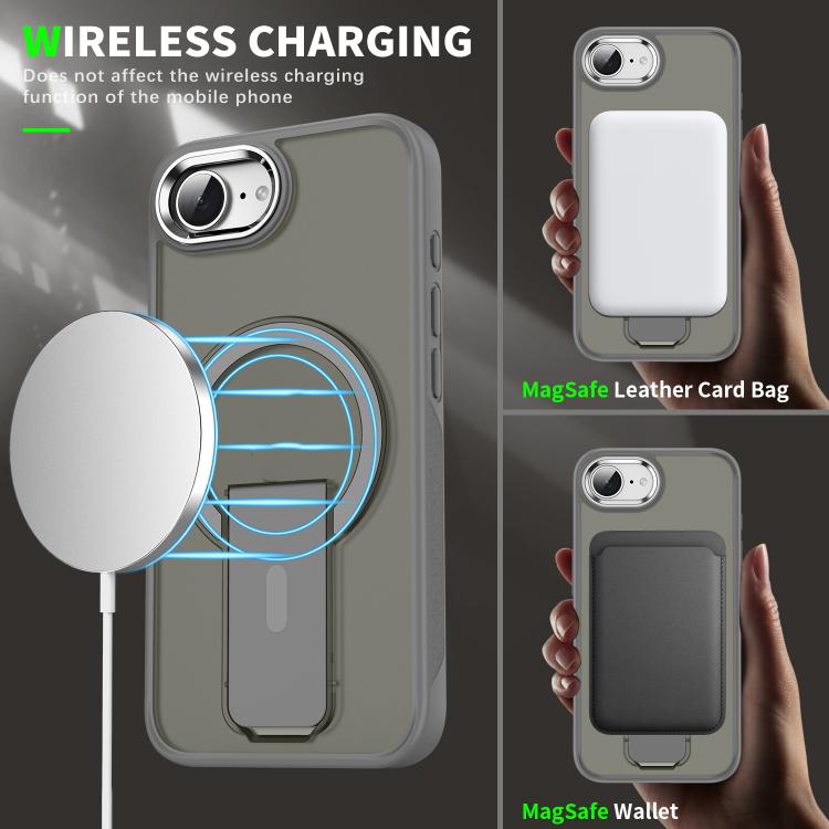 For iPhone 16e Acrylic Hybrid TPU MagSafe Holder Phone Case(Lavender Purple) - iPhone 16e Cases by PMC TechLife | Online Shopping South Africa | PMC TechLife | Buy Now Pay Later Mobicred